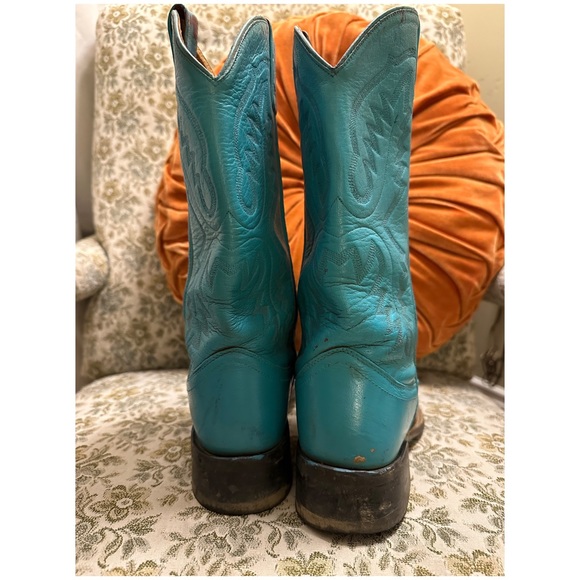 Old West Turquoise Heeled Boots - Picture 6 of 10